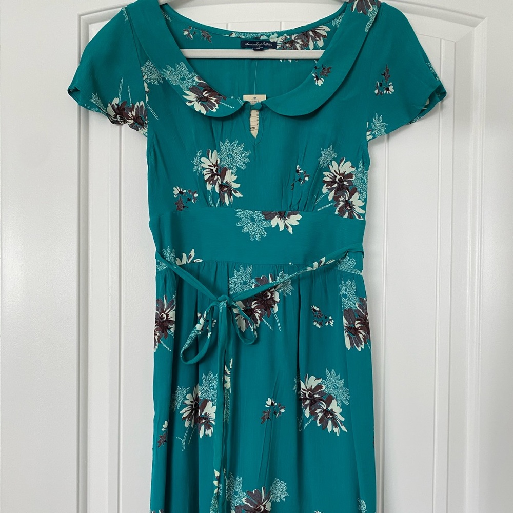 NWT Teal floral American Eagle summer dress size 2